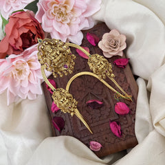 Vriksham Three Lakshmi Vangi / Armlets-Green Red- Gold Beads-G18158