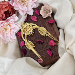 Vriksham Three Lakshmi Vangi / Armlets-Green Red- Gold Beads-G18158