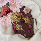 Vriksham Golden Three Krishna Vangi/Armlet-Jhumka-Peral -G18187