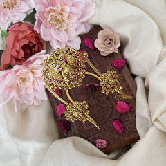 Vriksham Golden Three Krishna Vangi/Armlet-Jhumka-Peral -G18187