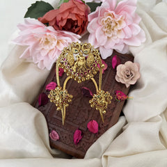 Vriksham Golden Three Krishna Vangi/Armlet-Jhumka-Peral -G18187