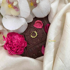 Vriksham Square 7 Dot Gold-Plated Flower Style Septum Ring-White-G21472