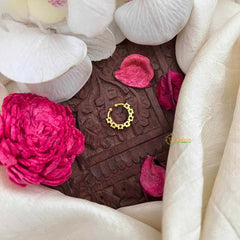 Vriksham Square 7 Dot Gold-Plated Flower Style Septum Ring-Red White-G21473