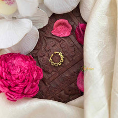 Vriksham Square 7 Dot Gold-Plated Flower Style Septum Ring-Red White & Green-G21474