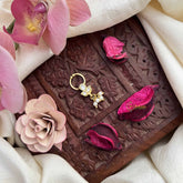 Vriksham Trio Shape Gold-Toned Kundan Jadau With White Septum Ring-Pearls-J3893