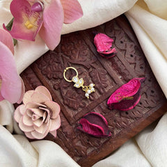 Vriksham Trio Shape Gold-Toned Kundan Jadau With White Septum Ring-Pearls-J3893