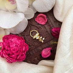 Vriksham Trio Style Red Green & White Kundan Reversible Jadau Septum Ring-Pearls-J4075