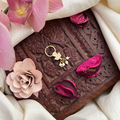 Vriksham Trio Shape Gold-Toned Kundan Jadau With White Septum Ring-Pearls-J3893