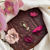 Vriksham Trio Shape  Gold-Toned Kundan Jadau With White Red & Green Septum Ring-Pearls-J3895