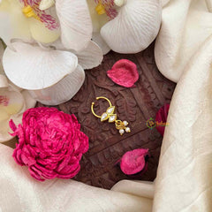 Vriksham Trio Style Red Green & White Kundan Reversible Jadau Septum Ring-Pearls-J4075