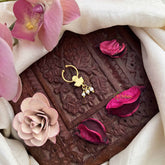 Vriksham Trio Shape  Gold-Toned Kundan Jadau With White Red & Green Septum Ring-Pearls-J3895