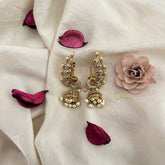 Vriksham Traditional Peacock Shaped Earcuff Earrings-Green-Pearl-G19209