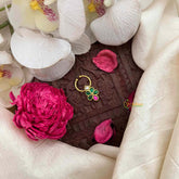 Vriksham Indian Ethnic Style Red Green & White Kundan Jadau Septum Ring-J4076