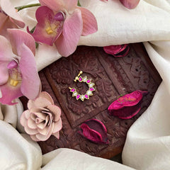 Vriksham Pear Shape Jadau Press Naths/Nose Pin-White Red J3875