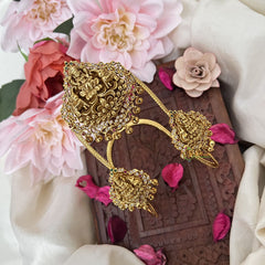 Vriksham Golden White Stone Three Lakshmi Vangi /Armlet-Golden Bead-G18190