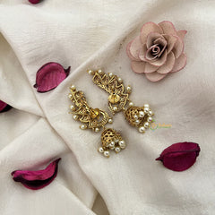 Vriksham Traditional Peacock Shaped Earcuff Earrings-Green-Pearl-G19209