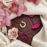 Vriksham Pear Shape Jadau Press Naths/Nose Pin-White-J3874