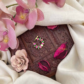 Vriksham Pear Shape Jadau Press Naths/Nose Pin-White Red & Green-J3877