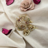 Vriksham Designer Peacock Shaped Earcuff Earrings-Green-Pearl-G19210