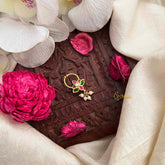 Vriksham Elegant Lotus Style Green Red & White Reversible Kundan Jadau Septum Ring-J4081