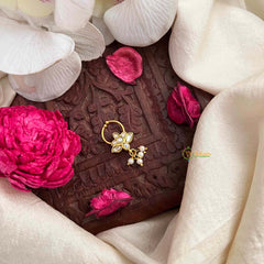 Vriksham Elegant Lotus Style Green Red & White Reversible Kundan Jadau Septum Ring-J4081