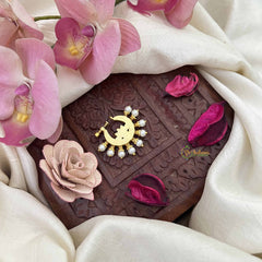 Vriksham Lotus Style White Stone Jadau Press Naths/Nose Pin-Pearls-J3867