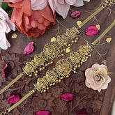 Vriksham Golden Oval Design Lakshmi Vangi / Armlets -Red Green-Golden Beds-G18172