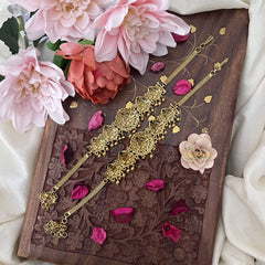 Vriksham Golden Oval Design Lakshmi Vangi / Armlets -Red Green-Golden Beds-G18172