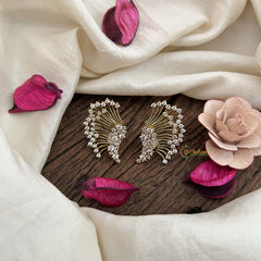 Vriksham Designer Wings AD Stone 3 In 1 Front Back Earrings-G19206