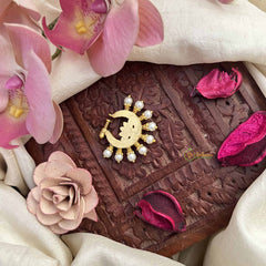 Vriksham Lotus Style Red White Stone Jadau Press Naths/Nose Pin-Pearls-J3865