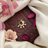 Vriksham Peacock Motif Style Nath White Stone Jadau Press Naths/Nose Pin-Pearls-J3854