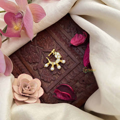 Vriksham Peacock Motif Style Nath White Stone Jadau Press Naths/Nose Pin-Pearls-J3854