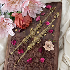 Vriksham Gold Pecock Lakshmi Vangi / Armlets -Small Golden Beds-G18171