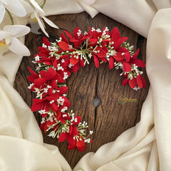 Vriksham Red Floral With Beads Veni-Flower Accessory-H869