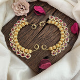 Vriksham Traditional Gold Plated Floral Design Ear Cuff Earrings-Red-Pearl-G19229