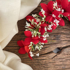 Vriksham Red Floral With Beads Veni-Flower Accessory-H869