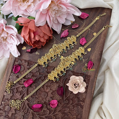 Vriksham Gold Nine Lakshmi Vangi / Armlets -Light Green Beds-G18169