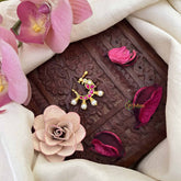 Vriksham Peacock Motif Style Nath Red White Stone Jadau Press Naths/Nose Pin-Pearls-J3855