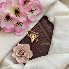 Vriksham Designer AD Stone Gold Look Alike Vangi Finger Ring-Gold Bead-G20067