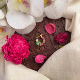 Vriksham Antique Floral Green Red & White Reversible Kundan Jadau Press Naths/Nose Pin-J4099