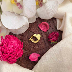 Vriksham Antique Floral Green Red & White Reversible Kundan Jadau Press Naths/Nose Pin-J4099