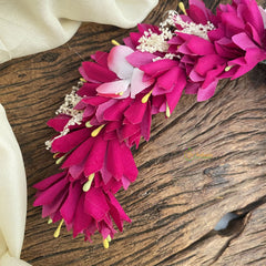 Vriksham Purple Floral Veni with Gold Beads- Flower Accessory-H893