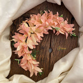 Vriksham Peach Floral Veni with Beads- Flower Accessory-H890