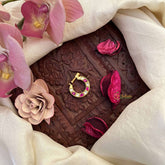 Vriksham Designer Half Moon Jadau Press Naths/Nose Pin-Red White-J3880