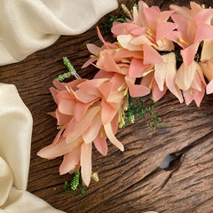 Vriksham Peach Floral Veni with Beads- Flower Accessory-H890