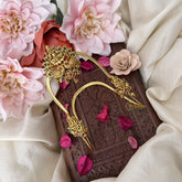 Vriksham Gold Look Alike Lakshmi Vangi / Armlets-Green Red -Gold Bead- G18153