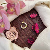 Vriksham Designer Half Moon Jadau Press Naths/Nose Pin-White-J3883