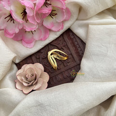 Vriksham Unique Floral Red Green & White AD Stone Gold Look Alike Vangi Finger Ring-G20069