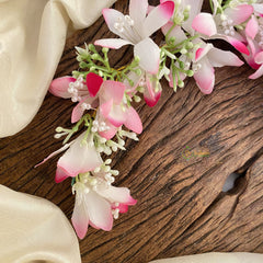 Vriksham White & Pink Floral With Beads Veni-Flower Accessory-H870