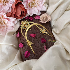 Vriksham Gold Look Alike Lakshmi Vangi / Armlets-Green Red -Gold Bead- G18153